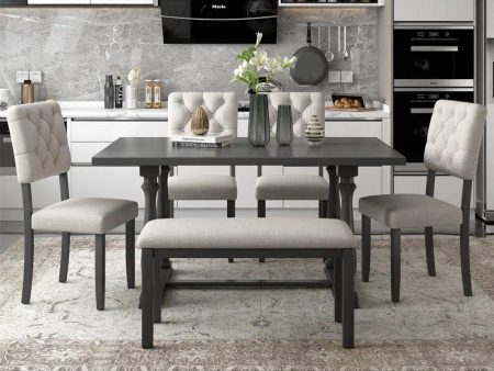 6 - Piece Solid Wood Trestle Dining Set Online