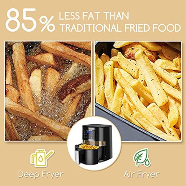 Aigostar  1500W Air Fryer 4.2QT,  7-in-1 Digital Air Fryer with Viewing Window and Timer & Temperature Controls, One-Touch Presets, Nonstick Basket Oilless Hot Air Fryer Air Cooker, Black Sale