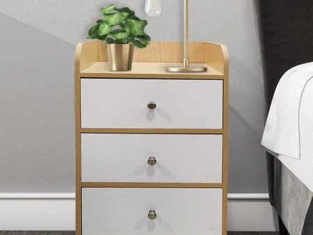 Bedside Table In Intel Beige Finish with drawers For Cheap