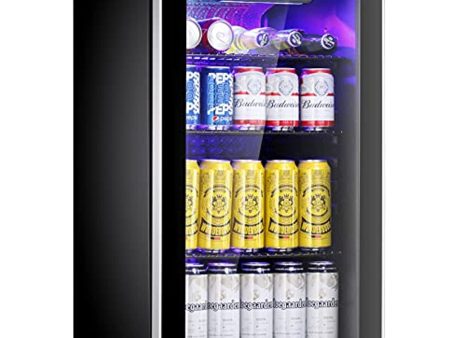 Antarctic Star Beverage Refrigerator Cooler -120 Can Mini Fridge Glass Door for Soda Beer or Wine Constant Glass Door Small Drink Dispenser Clear Front Door for Home, Office Bar 3.2cu.ft Discount