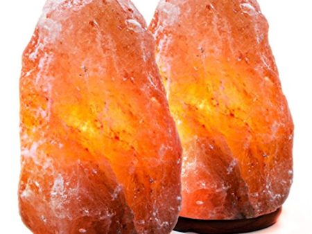 Amethya Natural Himalayan Salt Lamp by Amethya, Hand Carved with Elegant Wood Base (Set of 2) on Sale