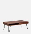 Gumina Sheesham Wood Coffee Table In Rustic Teak Finish, Discount