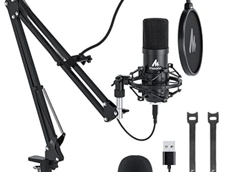 DX LOVER USB Microphone, MAONO 192KHZ 24Bit Plug & Play PC Computer Podcast Condenser Cardioid Metal Mic Kit with Professional Sound Chipset for Recording, Gaming, Singing, YouTube (AU-A04) Sale