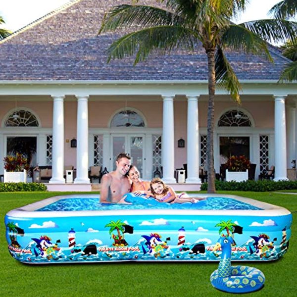 10Leccion Inflatable 10 Foot Family Pool, Blow Up Full-Sized Rectangular Swimming Pool for Kids and Adults,120  X 72  X 22 , Big Outdoor Lounge Pool Above Ground for Backyard Garden and Summer Water Party For Cheap