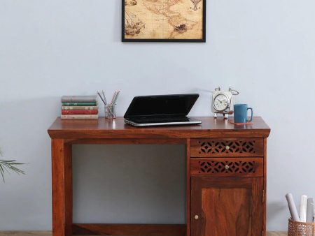 Parnika Sheesham Wood Writing Table In Honey Oak Finish, Cheap