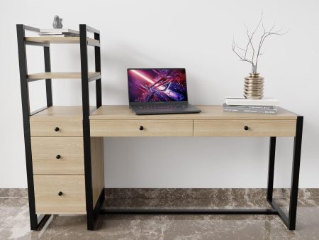 Rubi Study Table with drawers & storage shelves in wenge finish Online Hot Sale