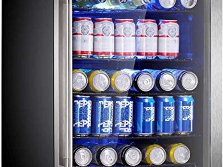 Antarctic Star Beverage Refrigerator Cooler - 145 Can Mini Fridge Glass Door for Soda Beer or Wine Small Drink Dispenser Clear Front for Home, Office or Bar, Silver,4.4cu.ft For Cheap