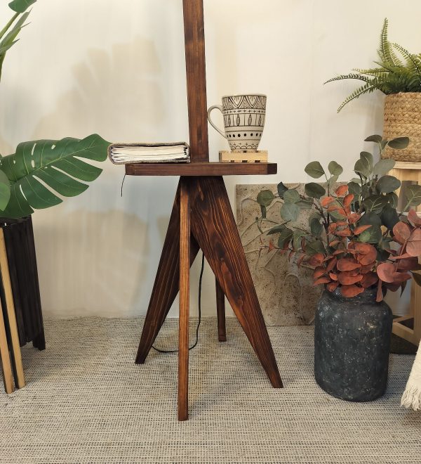 Claude Wooden Floor Lamp with Brown Base and Jute Fabric Lampshade (BULB NOT INCLUDED) Online