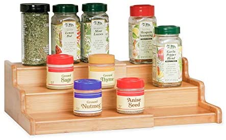 YULEER 3-Tier Expandable Bamboo Spice Rack Step Shelf Cabinet Organizer Online