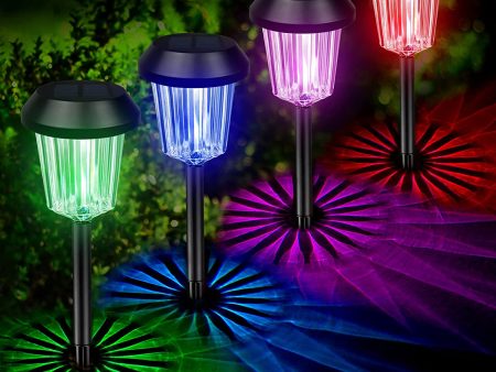 Fulldepot Solar Lights Outdoor, 4 Pack Solar Pathway Lights, Solar Powered Landscape Lights with 6 Color Changing and Cool White Modes, Waterproof Led Path Lights for Yard, Patio, Walkway, Pathway Cheap