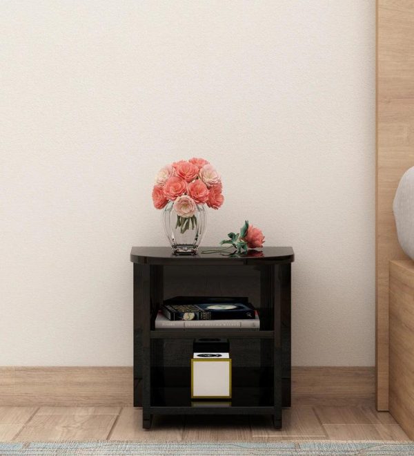 Bedside Table in Black Finish Fashion