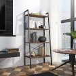 Homieasy Ladder Shelf Bookcase, Industrial 4-Tier Bookshelf for Living Room, Wood Leaning Bookshelf, Display Shelf for Bedroom, Office Supply