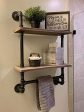 Industrial Pipe Bathroom Shelves Wall Mounted 2-Shelf,Rustic Pipe Shelving Wood Shelf with Towel Bar,Pipe Floating Shelves Towel Holder Fashion