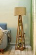 Premium Birch Brown Polished Plywood Floor Lamp with Shelf (Brown Shade) on Sale