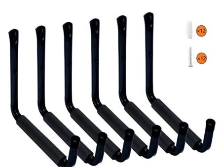 YYST Heavy Duty 9  Arm Large Indoor Outdoor Storage Hooks Hangers with EVA Protector, Wall Mount Garage Hangers & Organizer for Ladders,Tools,Bikes,Jeep Door Hanger| 6 Pack Online