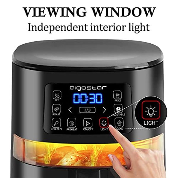 Aigostar  1500W Air Fryer 4.2QT,  7-in-1 Digital Air Fryer with Viewing Window and Timer & Temperature Controls, One-Touch Presets, Nonstick Basket Oilless Hot Air Fryer Air Cooker, Black Sale