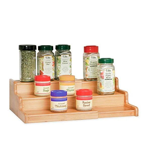 YULEER 3-Tier Expandable Bamboo Spice Rack Step Shelf Cabinet Organizer Online