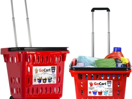 Dbest  products GoCart, Red Grocery Cart Shopping Laundry Basket on Wheels Cheap