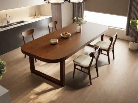 Solid wood round corner dining table rectangular Online Sale