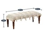 morrila Mango Wood Bench In Cotton White Colour For Sale