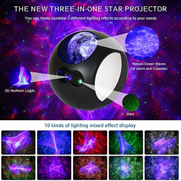 Bietrun 3D Aurora Star Projector, Galaxy Projector for Bedroom, Built-in 21 Light Projections and Multiple Function Modes, Night Light Projector is Suitable for Room Decoration Party Music Sleep Gift (Black) Online now