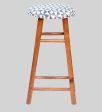 Enrico Mango Wood Bar Stool In Velvet Blue Colour For Sale