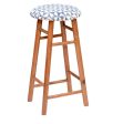 Enrico Mango Wood Bar Stool In Velvet Blue Colour For Sale