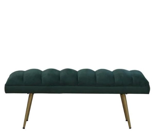 Hina Metal Bench In Velvet Green Colour Online Hot Sale