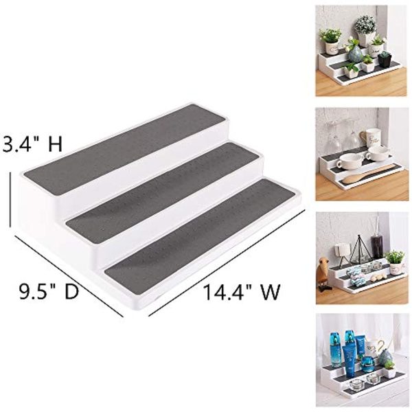 YCOCO 3-Tier Spice Rack Step Shelf Cabinet Non Skid Kitchen Organizer Waterproof 2 Pack Fashion