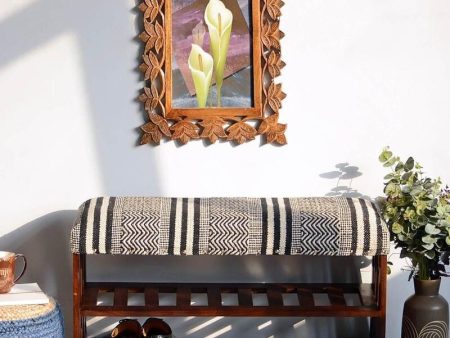 Panika Mango Wood Storage Bench In Cotton Brown Colour Online