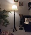 Damien Wooden Floor Lamp with Brown Base and Jute Fabric Lampshade (BULB NOT INCLUDED) Discount