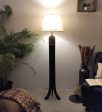 Damien Wooden Floor Lamp with Brown Base and Jute Fabric Lampshade (BULB NOT INCLUDED) Discount