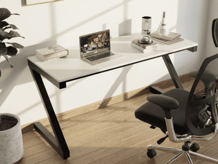 Z Type Study Table in White Color Supply