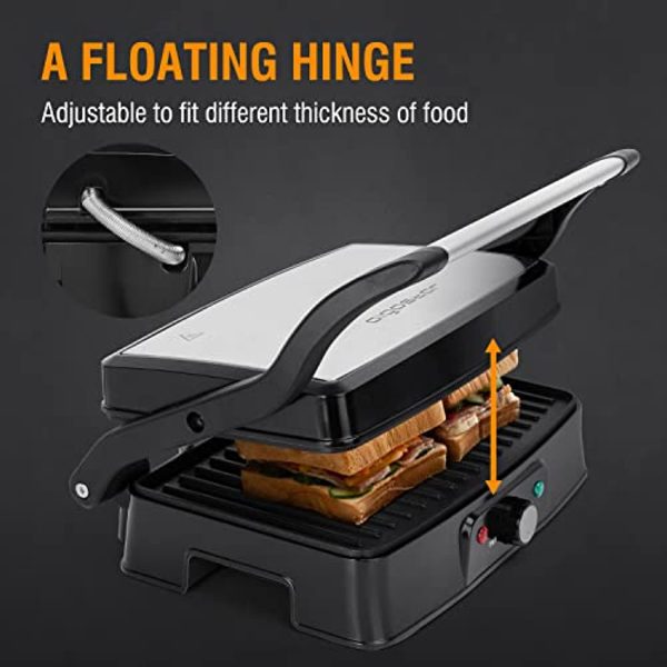 Aigostar  Electric Panini Press Indoor Grill Sandwich Maker,  1500 Watts Versatile Grills with Floating H, Removable Drip Tray and 180 Degree Opening Function Online