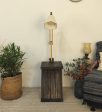 Patrice Wooden Floor Lamp with Brown Base and Jute Fabric Lampshade (BULB NOT INCLUDED) Online now