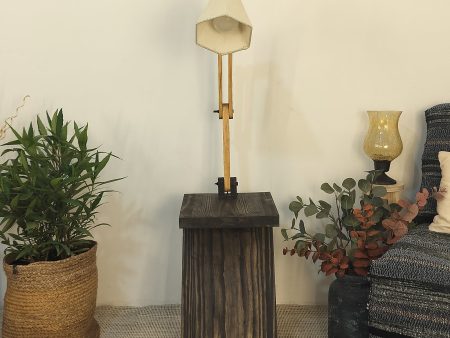 Patrice Wooden Floor Lamp with Brown Base and Jute Fabric Lampshade (BULB NOT INCLUDED) Online now