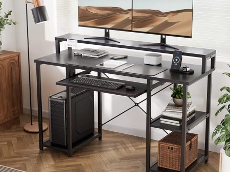 Home Office Computer Writing Study Desk with Storage Shelves and Keyboard Tray Hot on Sale