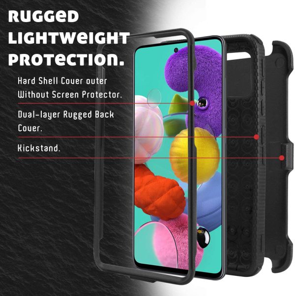 Venoro Galaxy A51 Case with Kickstand Heavy Duty Shockproof Case with Swivel Belt Clip for Samsung Galaxy A51 6.5 Inch Black Fashion