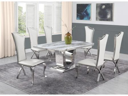 Marble Top Pedestal Dining Set Fashion