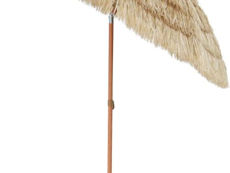 Aoxun 6.5  Thatch Patio Tiki Umbrella with Tilt - Tropical Palapa Raffia Tiki Hut Hawaiian Hula Beach Umbrella (NO Base) For Sale