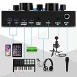 DX LOVER Pyle Bluetooth Mini Audio Interface Podcast Mixer Sound Card - Live Streaming for PC Computer iPhone Broadcasting | Voice Changer V8 with 12 Sound Effects,3 Inputs, Mic Input (PKSCRD208) Online Sale