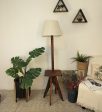 Claude Wooden Floor Lamp with Brown Base and Jute Fabric Lampshade (BULB NOT INCLUDED) Online