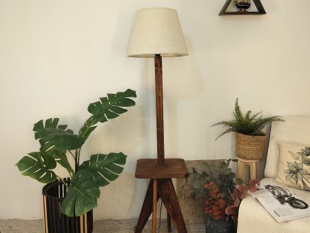 Claude Wooden Floor Lamp with Brown Base and Jute Fabric Lampshade (BULB NOT INCLUDED) Online