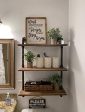 FODUE Industrial Pipe Shelving Bookshelf Rustic Modern Wood Ladder Storage Shelf 3 Tiers Retro Wall Mount Pipe Design DIY Shelving Online Hot Sale