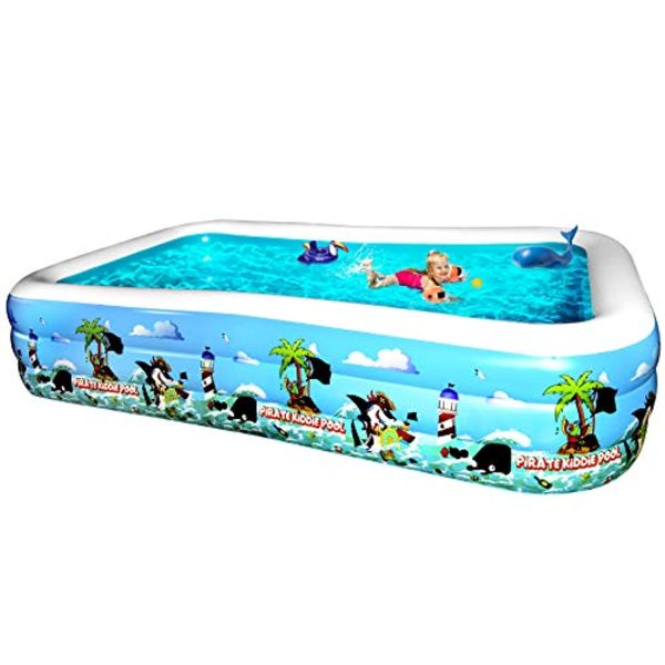 10Leccion Inflatable 10 Foot Family Pool, Blow Up Full-Sized Rectangular Swimming Pool for Kids and Adults,120  X 72  X 22 , Big Outdoor Lounge Pool Above Ground for Backyard Garden and Summer Water Party For Cheap