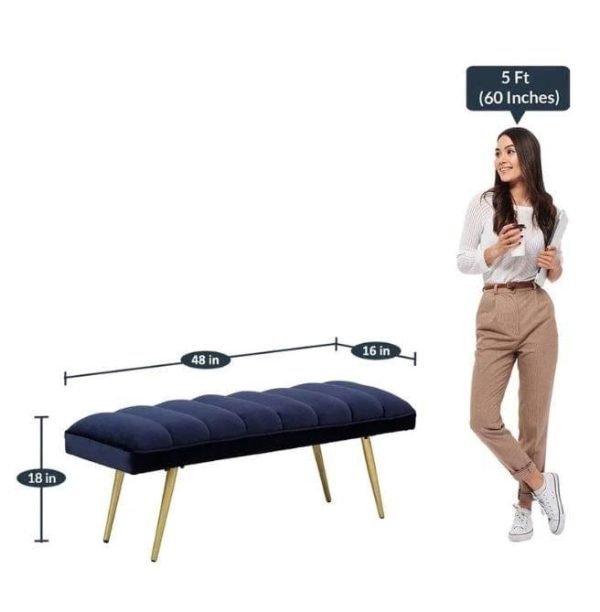 Dexter Metal Bench In Velvet Blue Colour Online