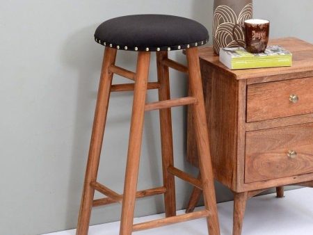 Enkel Mango Wood Bar Stool In Velvet Black Colour Online