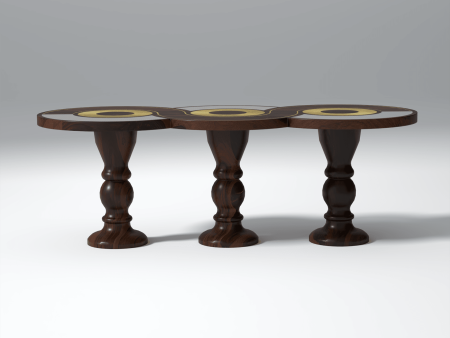 Frappe Fusion Sheesham Wood and Brass plates Coffee Table In Dark Walnut color Online Sale