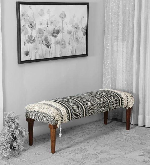 Archer Mango Wood Bench In Cotton Multicolour Fashion