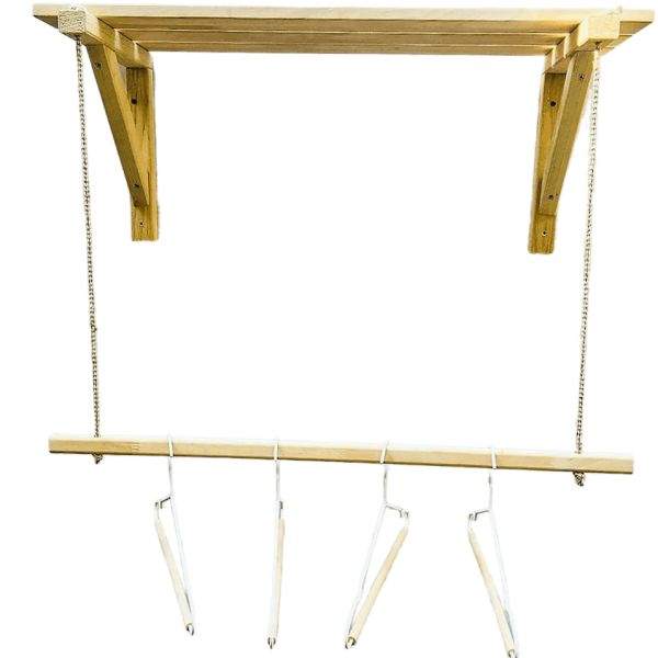 Wooden Bracket Shelf With Hanging Rope Timber Clothes Rack ( With Complementary Coaster ) By Miza on Sale